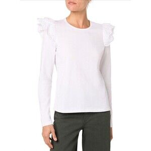 NWT Joe’s Jeans Women’s Eyelet Sleeve Top In White Size S